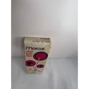 Vintage Marcal 1977 Striped Plastic Straws 48 Count NIP