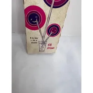 Vintage Marcal 1977 Striped Plastic Straws 48 Count NIP