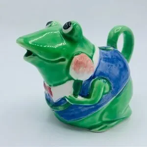 Vintage Mary Ann Baker Hand Painted Frogs Creamer Pitcher