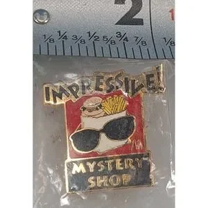 Vintage McDonalds Impressive Mystery Shop Employee Crew Pin In Original Bag