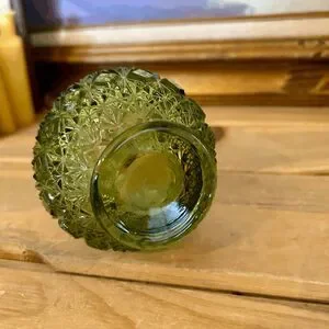 Vintage MCM Fenton Glass Olde Virginia Avocado Green Swung Vase DO NOT BUNDLE