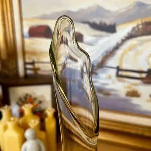 Vintage MCM Fenton Glass Olde Virginia Avocado Green Swung Vase DO NOT BUNDLE