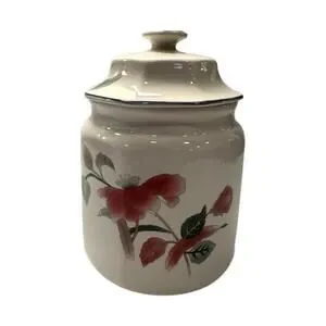 Vintage Mikasa Continental Silk Flowers Ceramic Small Canister With Lid