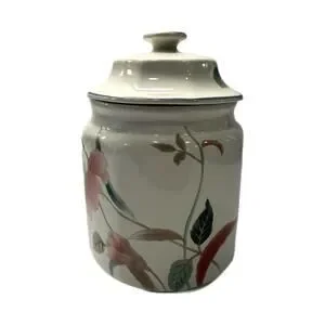 Vintage Mikasa Continental Silk Flowers Ceramic Small Canister with Lid