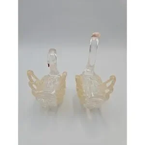 Vintage Miniature Plastic Swan Figurine Set Of 2 Swans Figurine Ornament 3.5"