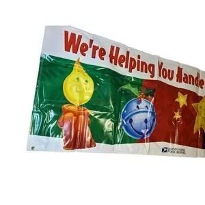 Vintage New Inbox 33x90 Nylon Christmas Banner Made For The US Postal Service In