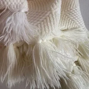 Vintage Once Upon A Time Knit Baby Blanket Pale Yellow White 100% Acrylic Italy