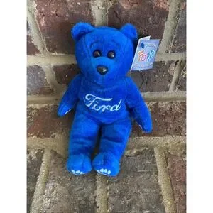 Vintage Original Blue Ford Bean Bag Bear Kabor Auto Advertising 8" Long With Tag
