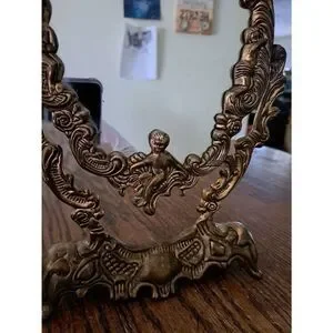 Vintage Ornate Cherub Vanity Dresser Table Victorian Baroque Rotating Mirror