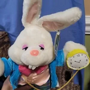 Vintage Peekaboo Alice In Wonderland White Rabbit Rare 15" Plush Stuffed Animal