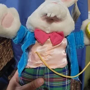 Vintage Peekaboo Alice In Wonderland White Rabbit Rare 15" Plush Stuffed Animal