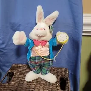 Vintage Peekaboo Alice In Wonderland White Rabbit Rare 15" Plush Stuffed Animal