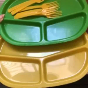 Vintage Picnic Set - Plates Cutlery Condiment Holders - 1980s