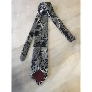 Vintage Pierre Balmain Tie Paris Black Gray Geometric Print
