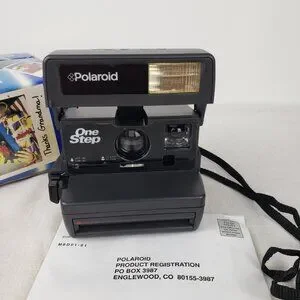 Vintage Polaroid One Step Instant Camera With Box And Expired 600 Film Untested