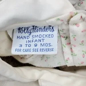 Vintage Polly Flinders Short-sleeve Infant Dress Cream White Floral Girls 3-9M