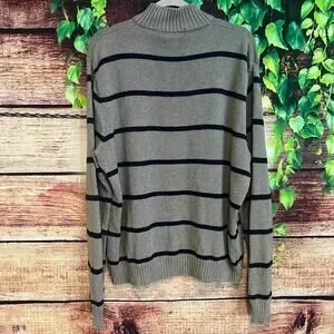 Vintage Polo Ralph Lauren Quarter Zip Mens Large XL Striped Sweater Mock Neck