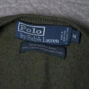 Vintage Polo Ralph Lauren Sweater 100% Merino Wool V Neck Preppy Mens Medium