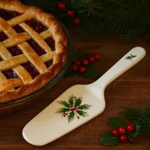 Vintage Porcelain Holly Berry Cake Server – 10” Made in Japan