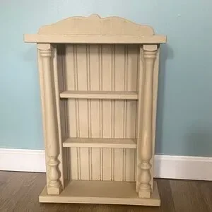 Vintage primitive painted small wood 3 tier shelf heavy cottagecore shabby chic