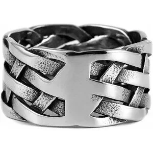 Vintage Punk Stainless Steel Woven Plaited Braided Ring