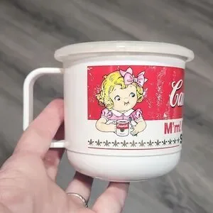 Vintage RARE 1992 Campbells Soup RED/WHITE Plastic 8oz Soup Mug W/Lid