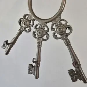 Vintage Rare Brass Keys Hanger W/ 3 Hooks