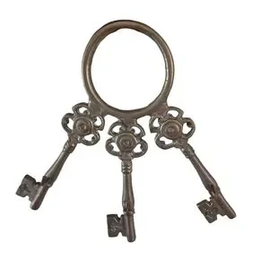 Vintage Rare Brass Keys Hanger w/ 3 Hooks
