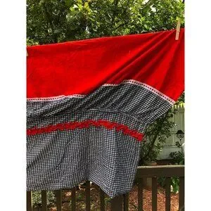 Vintage Red Black Plaid Bedspread Coverlet Thin Country Western Style