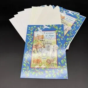 Vintage Religious Christmas Cards Lot of 9 Noah's Ark Peace Animals Scripture