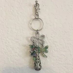 Vintage Repurpose Salvaged Estate Gem Keychain