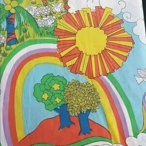 Vintage Retro 1960’s Sears Noah’s Ark Flat Sheet