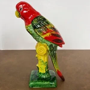 Vintage Retro Rainforest Ceramic Parrot Planter