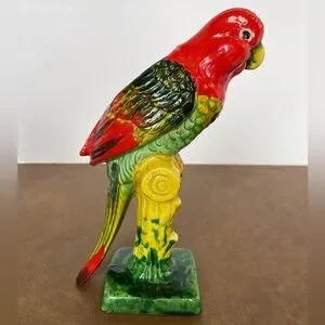 Vintage Retro Rainforest Ceramic Parrot Planter