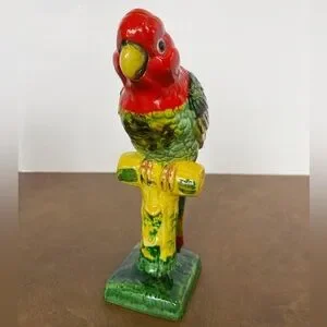 Vintage Retro Rainforest Ceramic Parrot Planter