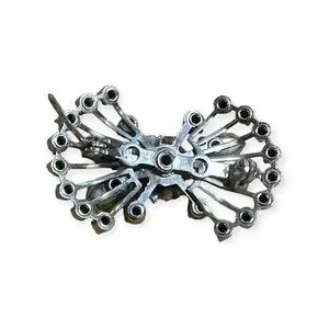 Vintage Rhinestone Brooch Silver Tone Metal Clear Stone