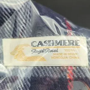 Vintage Royal Rossi Navy Blue Plaid Cashmere Men's Neck Scarf New In Package
