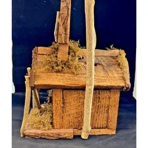 Vintage Rustic Primitive Natural Wood &Decorative Bird House Church Moss