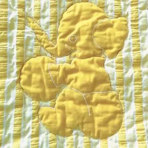 Vintage Saks Fifth Avenue Baby Boutique Blanket Yellow Gingham Elephant