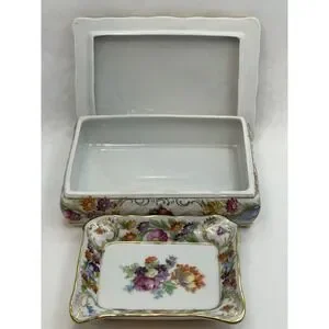 Vintage Schumann Bavaria Arzberg Germany Porcelain Jewelry Box & Trinket Dish