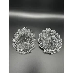 Vintage Sea Shell Shaped Small Glass Trinket Box