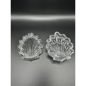 Vintage Sea Shell Shaped Small Glass Trinket Box