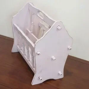Vintage Shabby Chic Pale Pink French Country Wooden Rustic Magazine & Book Rack
