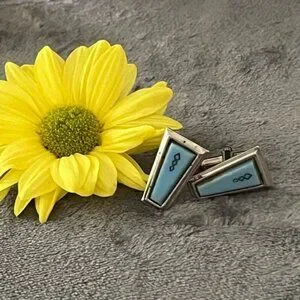 Vintage Silver And Blue Cufflinks