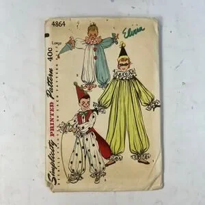 Vintage Simplicity Pattern Childs Clown Costumes 4864 UNCUT Size Large Vintage Simplicity Pattern Childs Clown Costumes 4864 UNCUT Size Large