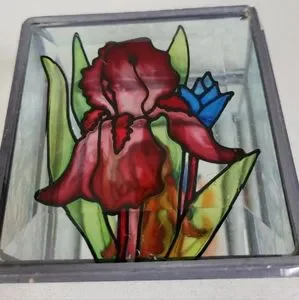 Vintage Stained Glass Flower Design Jewelry Box