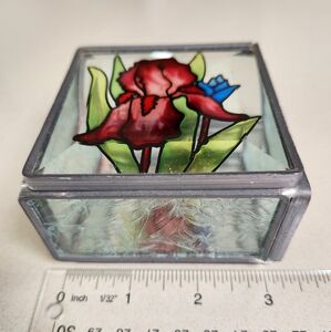 Vintage Stained Glass Flower Design Jewelry Box