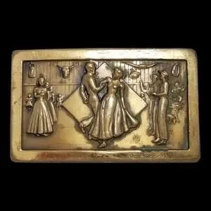 Vintage Stamped Belt Buckle Western Square Dancing Saloon Formal Dancing