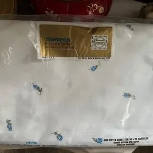 Vintage Stevens Mohawk Sheets Rose Border Mohawk Fitted Sheet