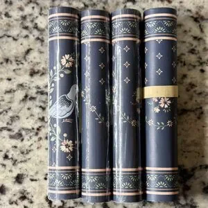 Vintage Style Blue Pink Bird Floral Wall Paper Border Set Of 4 New 20 Yards